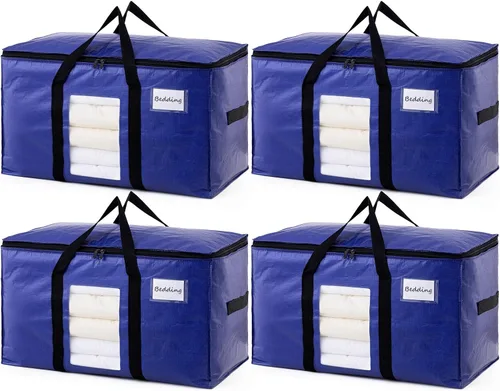 Miniatura 12 de TAILI - Bolsas de mudanza extra grandes, paquete de 10 bolsas negras resistentes para almacenamiento con ventana visible, asas envolventes
