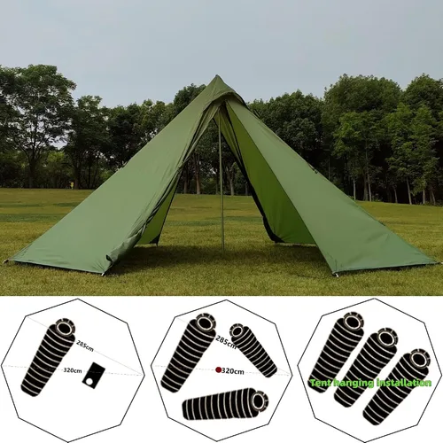 Miniatura 5 de Tienda de campaña para 2-4 personas, para 4 estaciones, ultraligera, fácil de montar, estilo Teepee caliente