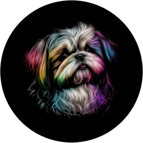 Miniatura 3 de Divertido Shih Tzu Amante de Perros Colorido Perro Mamá Papá Hombres Mujeres Niños PopSockets intercambiables PopGrip