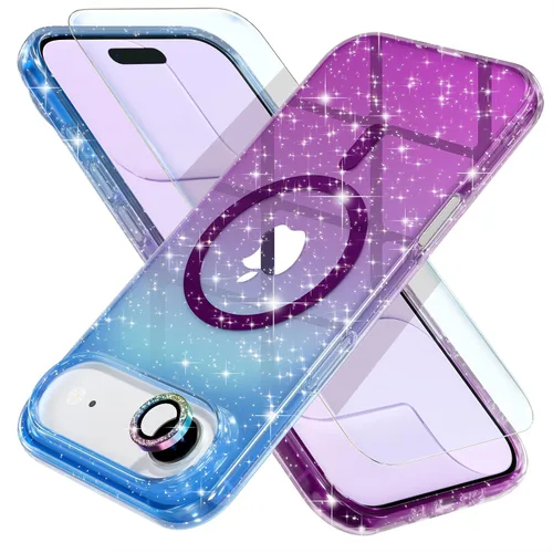 Miniatura 39 de Choiche Funda magnética para iPhone 15 Pro Max, funda transparente con purpurina brillante para mujer
