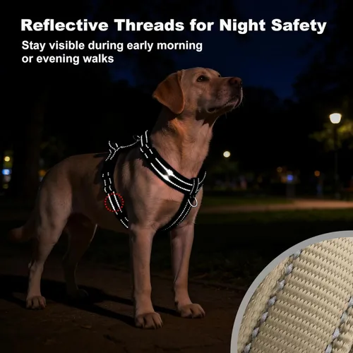 Miniatura 7 de Arnés Anti-Tirones para Perros con Asa, Malla Suave Acolchada Ajustable para Perros Pequeños, Medianos y Grandes Arnés Reflectante de Paseo Fácil