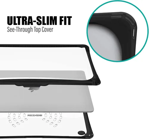 Miniatura 7 de IBENZER Hexpact AT13-BK - Funda compatible con MacBook Air de 13 pulgadas 2022 2021 2020 M1 A2337 A2179 A1932, funda protectora resistente