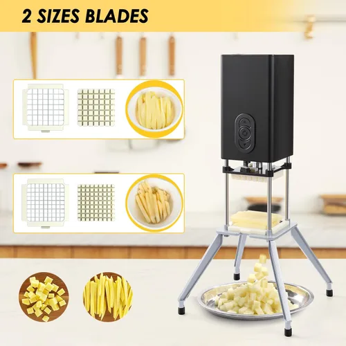 Miniatura 3 de YOTAN Cortador Eléctrico de Papas Fritas, Cortador Vertical de Papas Fritas con Cuchilla de 1/2 y 3/8 Pulgadas, Rebanador Automático de Papas