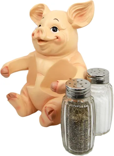 Miniatura 2 de Ebros Gift Animal Farm Granero Cerdo Cerdo Sal Pimienta Shakers Titular Estatuilla Cerdo Cerdo Caprichoso Cerdo Tocino Piglet Estatua Organizador