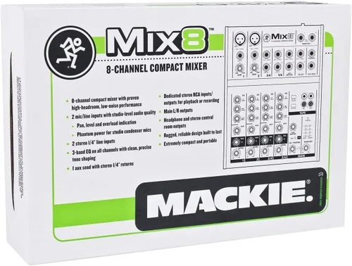 Miniatura 5 de Mackie Mix8 Mezclador compacto de 8 canales construido con un paquete de chasis de metal duradero con Rockville RCXFM20E-B cable de micrófono XLR