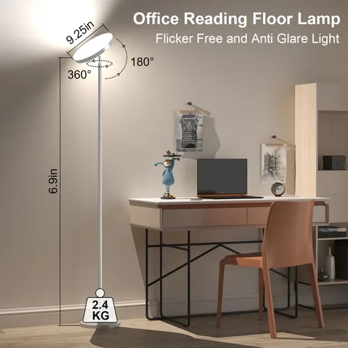 Miniatura 6 de Keepsmile Lámpara de pie LED de doble cara plateada con aplicación inteligente y control remoto de 36W 2600LM Lámpara de pie RGB regulable de ángulo