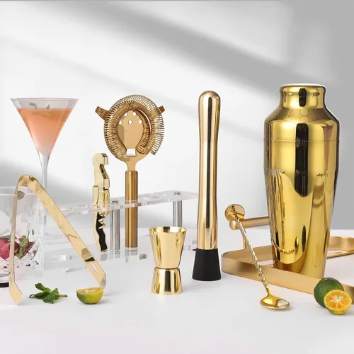 Miniatura 4 de Juego de coctelera con soporte arcílico, kit de barman de mixología para mezclar bebidas Juego de mixología con 7 herramientas de bar Kit