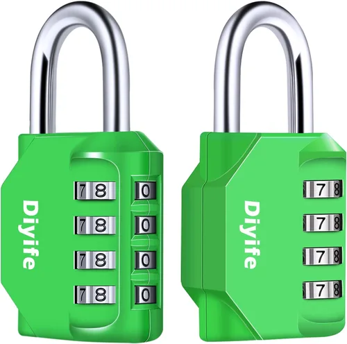 Miniatura 8 de Diyife - Paquete de 2 candados de combinación de 4 dígitos impermeables para exteriores, para casilleros de gimnasio, cajas de herramientas, Rosa