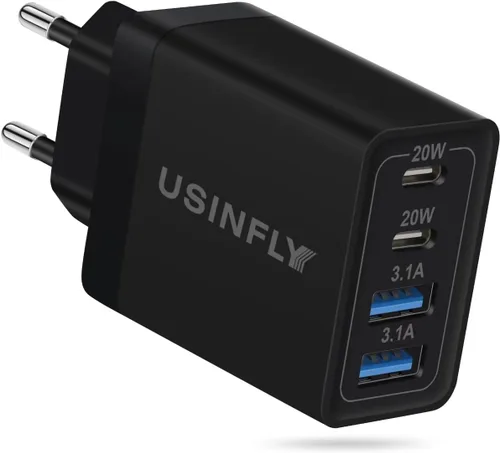 Adaptador de enchufe de viaje europeo, 40 W, 4 puertos, USB C, cargador de pared, tipo C, bloque de carga rápida, adaptador de corriente
