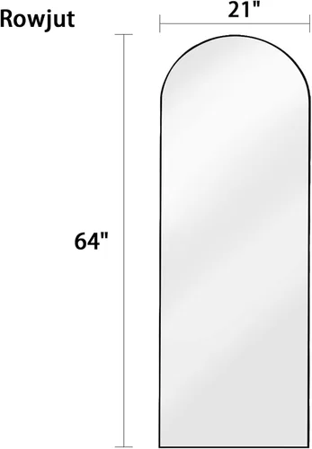 Miniatura 3 de Rowjut - Espejo de piso arqueado de longitud completa de 64 x 21 pulgadas, espejo grande de cuerpo completo para colgar, colocar de pie o apoyado