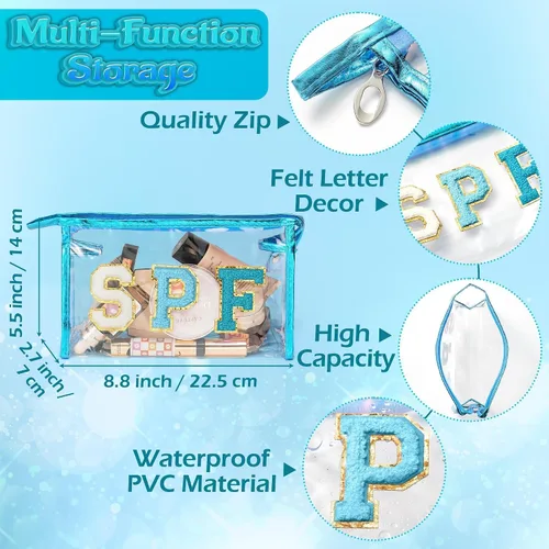Miniatura 2 de Preppy Patch - Bolsa de cosméticos transparente para verano, bolsa de aseo universitaria, bolsa de maquillaje, bolsa de viaje, playa, para mujeres