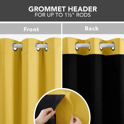 Miniatura 46 de Deconovo Cortinas opacas 100% con forro negro, cortinas con ojales aisladas térmicamente que reducen el ruido, doble capa para oscurecer