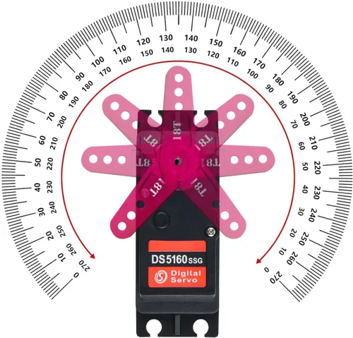 Miniatura 6 de 2 piezas RCmall DS5160 SSG HV 132.3 lbs gran par programable digital 270 grados RC Servo con brazo servo de metal ajustable T18 para 1/5 escala RC