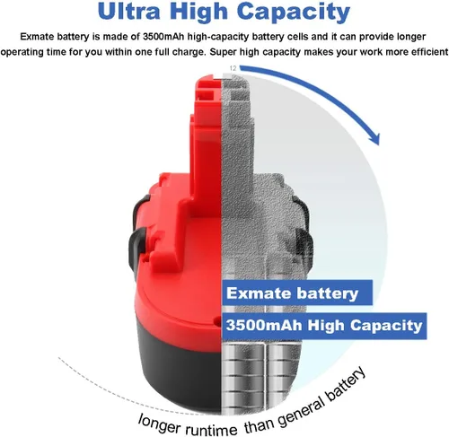 Miniatura 3 de Exmate Batería de 3500 mAh de 18 V compatible con Bosch BAT181 BAT025 BAT026 BAT160 BAT180 BAT189 PSR 18 VE-2 GSR VE-2 GSB 18 VE-2 2607335277 13618
