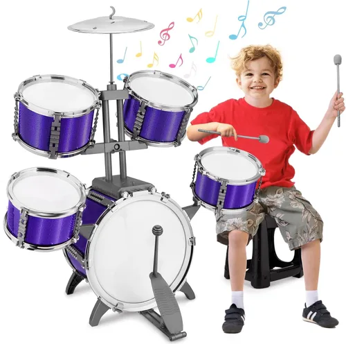 Conjunto de Batería de Jazz para Niños Kit de Rock Juguetes para Niños de 3 a 7 Años - 5 Piezas Conjunto de Banda Musical para Niños Pequeños