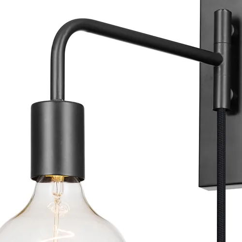 Miniatura 5 de Globe Electric x Novogratz 51370 - Aplique de pared enchufable de 1 luz, negro mate, cable de tela de 6 pies, iluminación Art Deco moderna