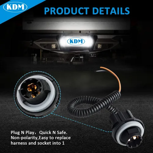 Miniatura 3 de KDM Conector Socket de Luz LED para Placa de Matrícula Arnés de Receptáculo de Cableado Ensamblaje Compatible con Chevy Silverado Sierra Avalanche