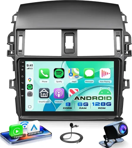 Miniatura 13 de Radio de coche 2G+64G para Toyota Corolla 2009-2013, estéreo de coche Android inalámbrico Carplay, Rimoody pantalla táctil de 9 pulgadas