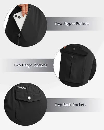 Miniatura 4 de Soothfeel Pantalones capri tipo cargo para mujer con 6 bolsillos, ligeros, de secado rápido, para viajes, senderismo, verano, para mujer
