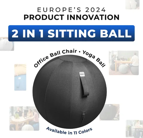 Miniatura 2 de Backerz Balance Ball Chair for Office & Home - Ergonomic Exercise Ball for Posture & Back Pain Relief, Yoga Ball Chair - Sitting Ball with Washable