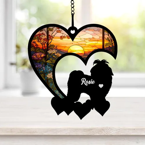 Miniatura 38 de NAZENTI Atrapasoles personalizado de sabueso afgano, adorno conmemorativo personalizado para la pérdida de mascotas, regalo de condolencia