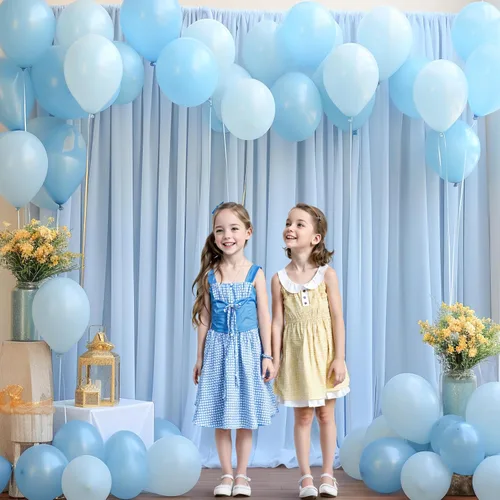 Miniatura 9 de Cortina de telón de fondo de tul azul bebé de 10 x 10 pies para fiestas, cortinas de fondo transparentes para bodas, baby shower, baby shower