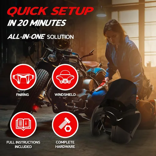 Miniatura 4 de Krator Parabrisas de motocicleta, carenado, deflector de viento, accesorios para motocicletas, parabrisas ahumado, compatible con Harley Davidson