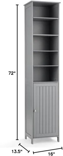 Miniatura 3 de Armario de almacenamiento de baño de 72 pulgadas de alto, organizador de torre independiente con estantes ajustables y puerta