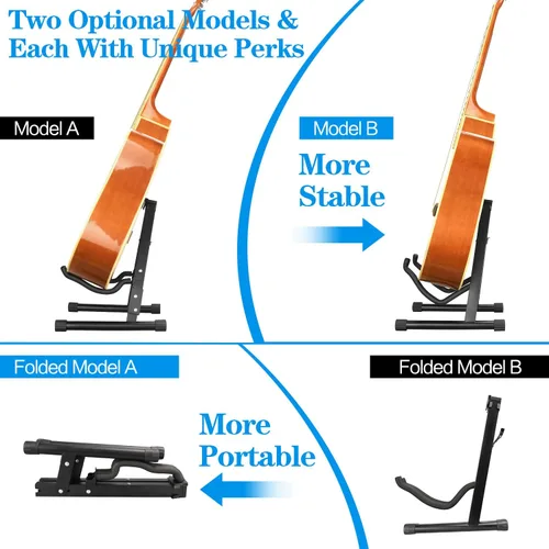 Miniatura 2 de DkOvn Paquete de 1/2/4 soportes para guitarra, soporte de guitarra plegable con marco en A con goma antideslizante y brazos de espuma, para guitarra
