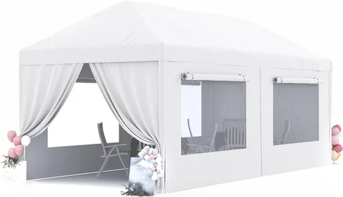 Miniatura 11 de Quictent toldo para fiestas de 10 x 30 pies, carpa para bodas, cenador con paredes laterales extraíbles y elegante iglesia