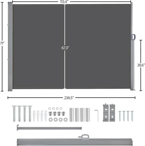 Miniatura 3 de Yaheetech Toldo Lateral de 118 x 71 pulgadas, Toldo de Pantalla Lateral Retráctil de Hierro para Patio, Pantalla Divisoria de Privacidad y Sombra