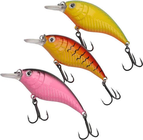 Miniatura 6 de Kit de señuelos de pesca mezclados, incluyendo ojos 3D Hard Minnow Popper cebos de manivela con ganchos para agua salada, trucha, lubina, salmón