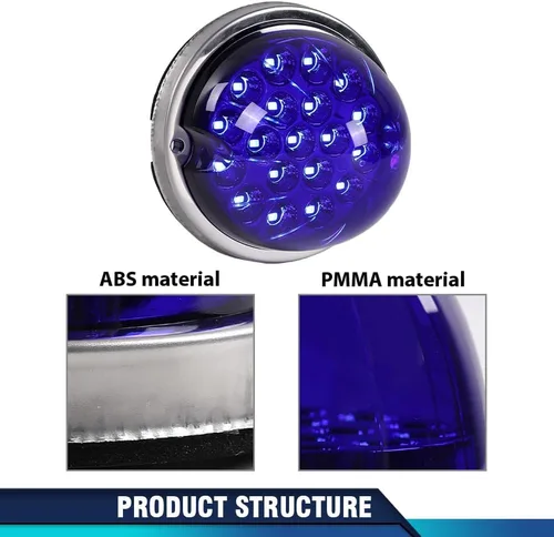 Miniatura 2 de PIT66 Lente transparente Luz LED azul Sandía (19 LED) Marcador de luz intermitente universal