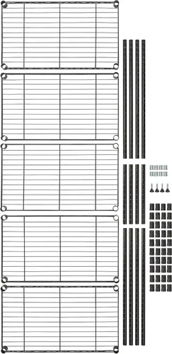 Miniatura 7 de Amazon Basics Estantería de almacenamiento de acero resistente y multiusos con 5 estantes, fácil montaje, 13.4 pulgadas de profundidad x 23.2 Negro