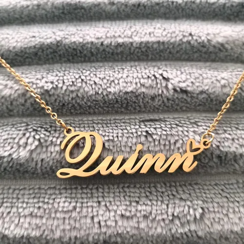 Miniatura 5 de Collar con nombre personalizado personalizado con dije con nombre chapado en corazón para mujer, collar de moda personal el mejor regalo para niña