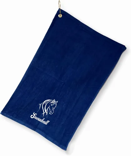 Miniatura 11 de SONA G DESIGNS Toalla de mano bordada de caballo de algodón con clip - se puede personalizar (Aqua)