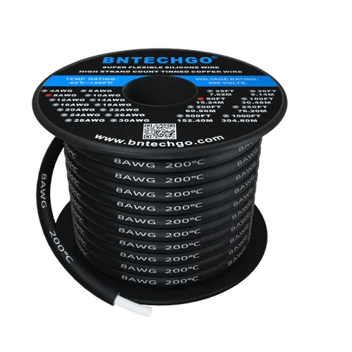 Miniatura 9 de Bntechgo 8 alambres de silicona suave y flexible, silicona resistente a altas temperaturas, altamente eficiente 8 AWG calibre, 1650 hilos de alambre