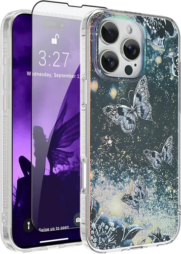 Miniatura 9 de OOK Funda Magnética para iPhone 15 Plus Diseño de Nebulosa Espacial de Flores Morado Profundo [Compatible con MagSafe] PC Duro + TPU Suave