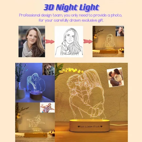 Miniatura 6 de Luz nocturna personalizada, marco de fotos acrílico en 3D, marco de fotos, aniversario, boda, Navidad, regalos de cumpleaños para él y su esposa