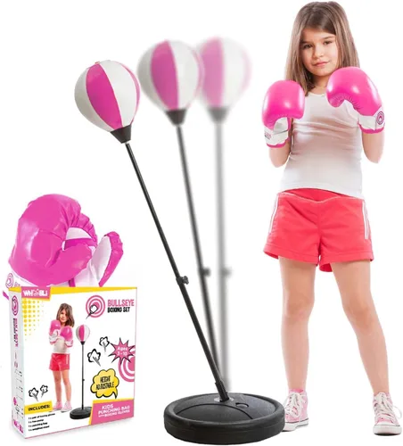 Whoobli Punching Bag for Kids and Toddler Incl Boxing Gloves| 3 4 5 6 7 8+ Years Old Adjustable Kids Boxing Bag with Stand| Sports Toy for Boys|