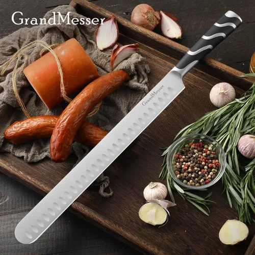 Miniatura 6 de Cuchillo de trinchar, cuchillo de rebanar de 12 pulgadas para carne, acero alemán de primera calidad con mango ABS, para barbacoa, pechuga de pavo