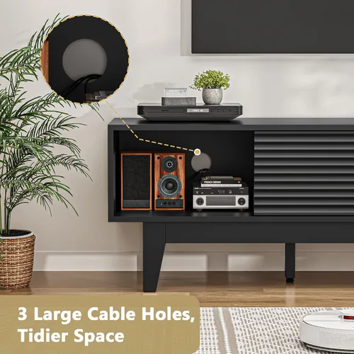Miniatura 4 de BORNOON Soporte de TV para TV de 65 pulgadas, moderno centro de entretenimiento acanalado consola de TV con almacenamiento, consola multimedia