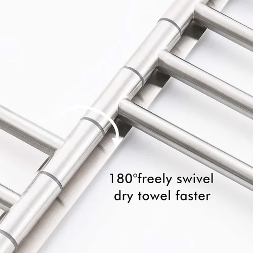 Miniatura 7 de KES Toallero oscilante, brazo plegable de 6 bares, organizador de almacenamiento para baño, montaje en pared, a prueba de óxido, 13 pulgadas, acero