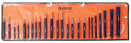 Groz 33003 Juego de punzón y cincel, 24 piezas con bolsa