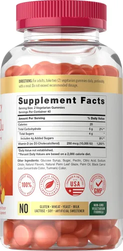 Miniatura 2 de Carlyle Gomitas de vitamina D3 10000iu para adultos 80 unidades Gomitas con sabor a melocotón Alta potencia para mujeres y hombres