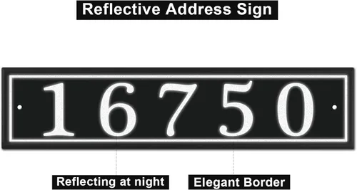 Miniatura 2 de Placa de Dirección Reflectante Personalizada, Letrero de Dirección de Aluminio Personalizado para Buzón, Casa, Calle, Exterior, Letrero Horizontal