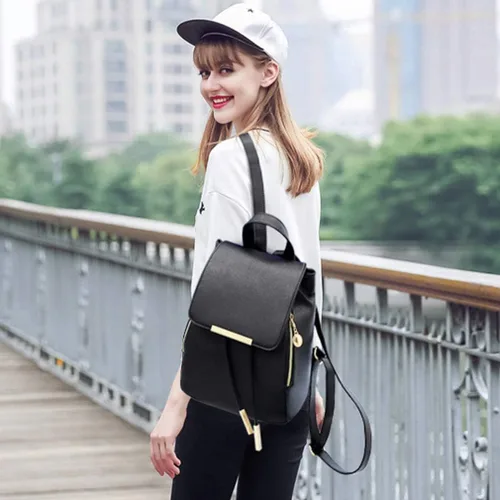 Miniatura 7 de Pahajim - Mochila de cuero sintético con zíper, casual, a la moda, para mujer