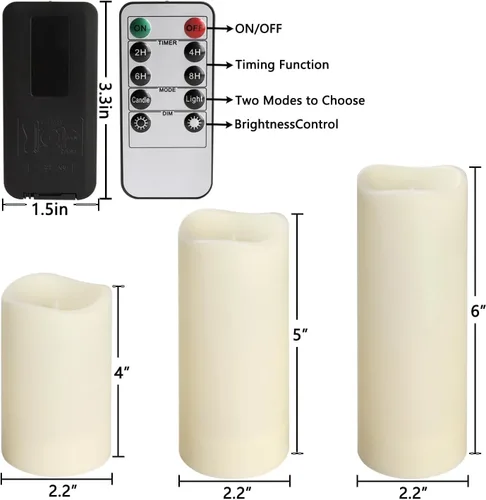 Miniatura 5 de YOROXRG Set de 24 velas sin llama impermeables para exteriores, velas LED con 4 controles remotos y temporizador