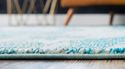 Miniatura 4 de Alfombra moderna Positano de estilo costero de Loom, Polipropileno, Azul claro