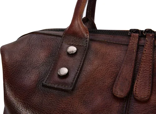 Miniatura 8 de Iswee - Bolso de hombro de cuero genuino, bolso tote con diseño de morral, con asa superior, bolso de gran capacidad, bolso cruzado